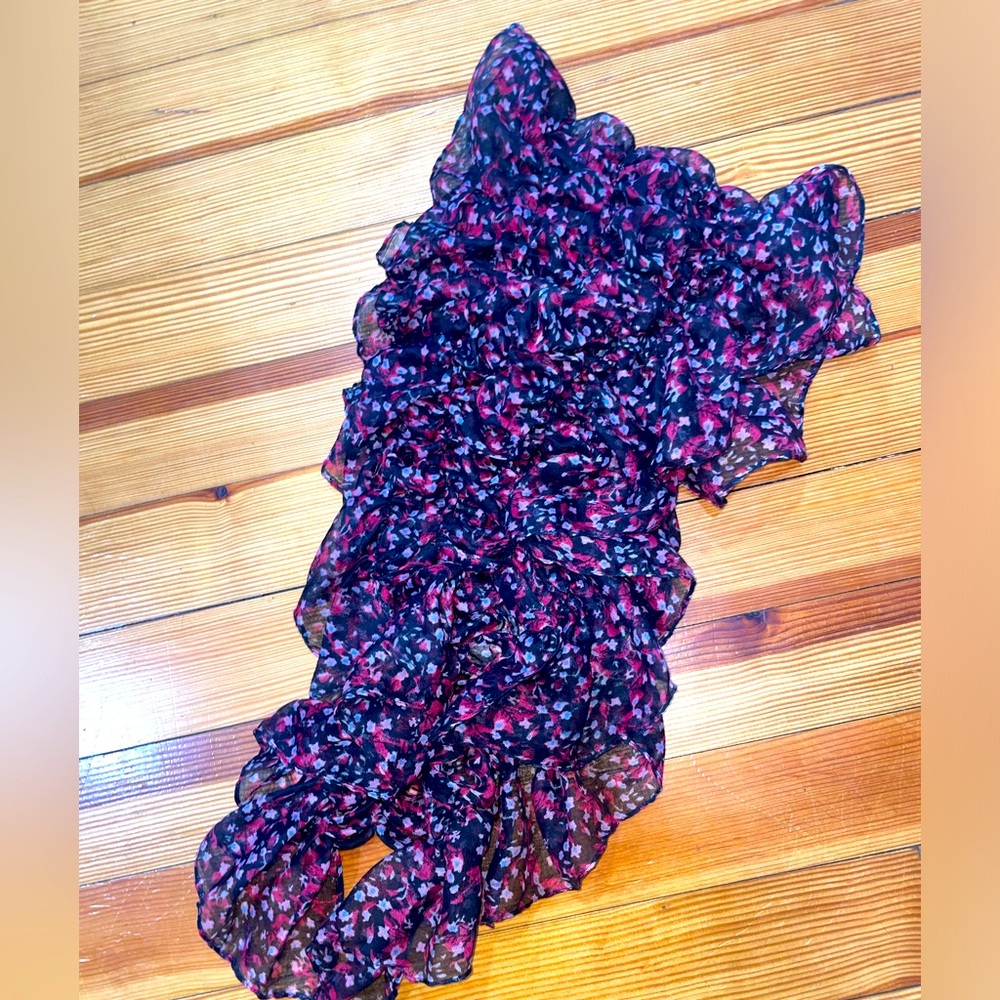 Blue and Purples Floral Lightweight Scarf - 16” x 54”